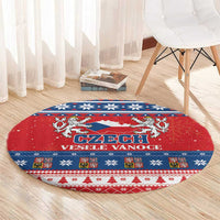 Round Christmas rug with Czech flag design and Vesele Vanoce text