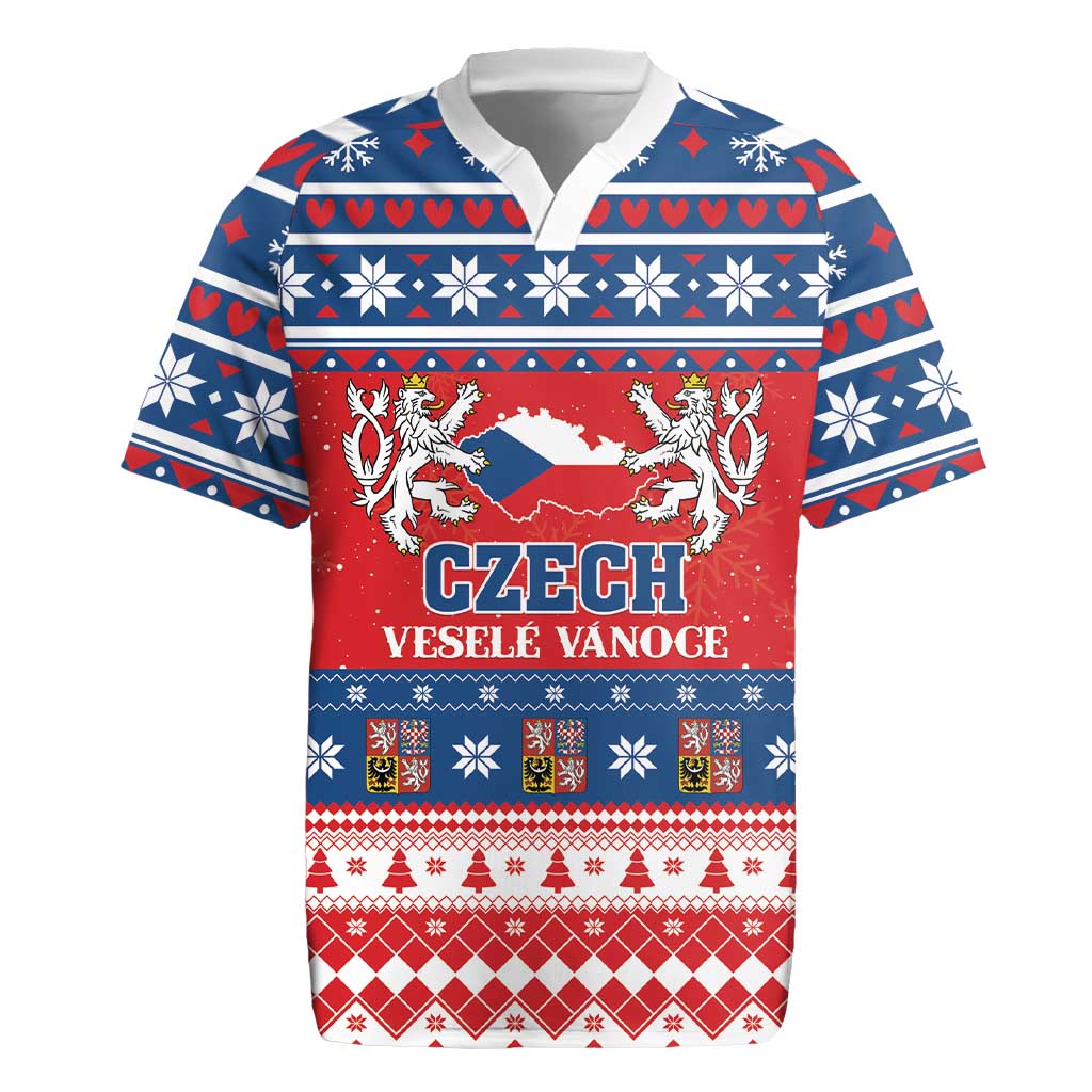 Personalized Czech Republic Christmas Rugby Jersey Czechia Vesele Vanoce - Wonder Print Shop