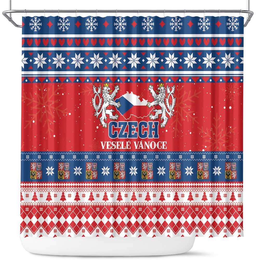 Czech Republic Christmas Shower Curtain Czechia Vesele Vanoce