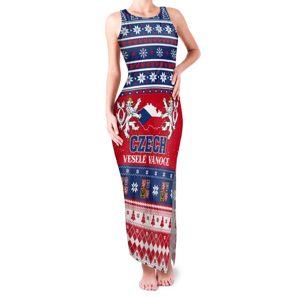 Personalized Czech Republic Christmas Tank Maxi Dress Czechia Vesele Vanoce - Wonder Print Shop