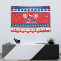 Czech Republic Christmas tapestry with Vesele Vanoce and holiday motifs