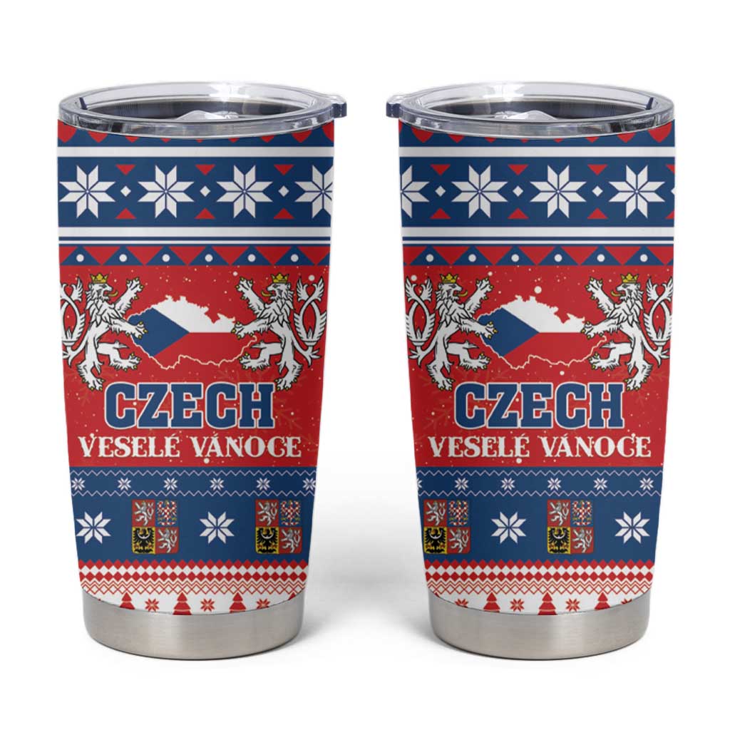 Czech Republic Christmas Tumbler Cup Czechia Vesele Vanoce - Wonder Print Shop