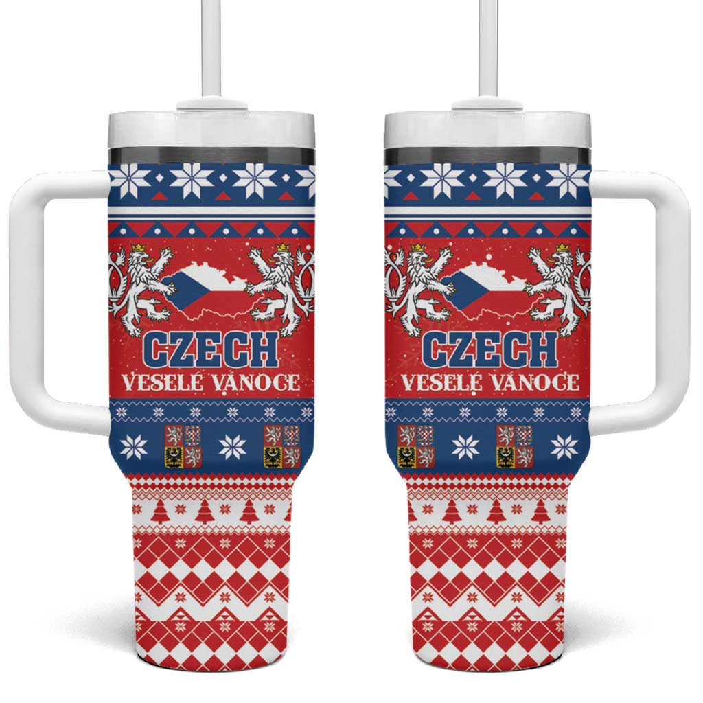 Czech Republic Christmas Tumbler With Handle Czechia Vesele Vanoce - Wonder Print Shop