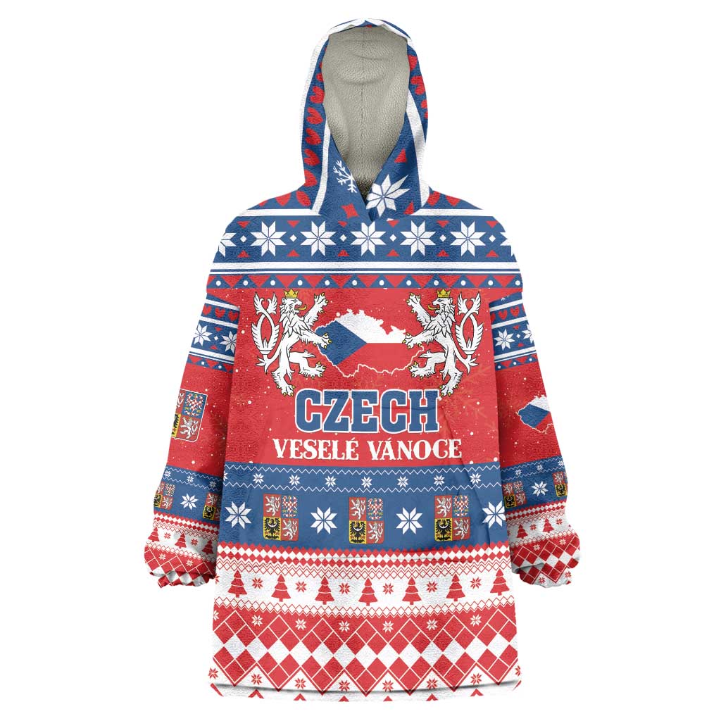 Personalized Czech Republic Christmas Wearable Blanket Hoodie Czechia Vesele Vanoce