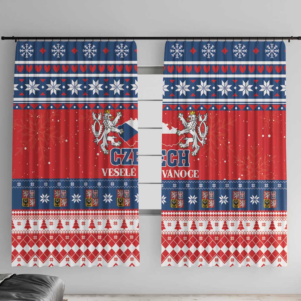 Czech Republic Christmas Window Curtain Czechia Vesele Vanoce - Wonder Print Shop