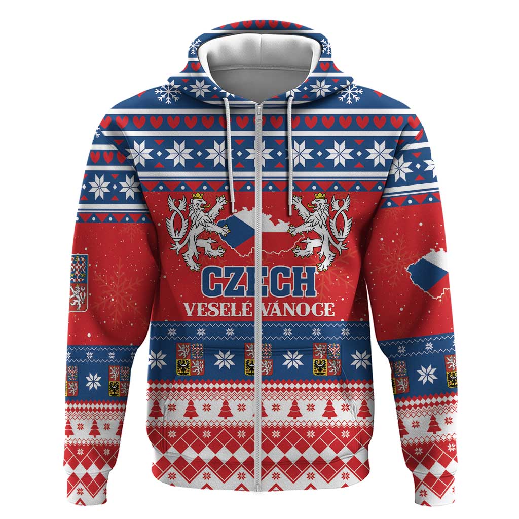 Personalized Czech Republic Christmas Zip Hoodie Czechia Vesele Vanoce - Wonder Print Shop