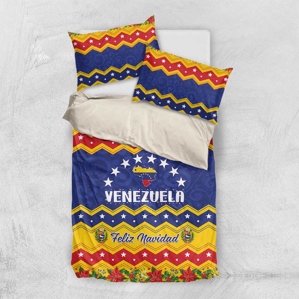 Venezuela Christmas bedding set with duvet and matching pillowcases; zigzag flags and star graphics