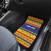 Christmas car floor mat with zigzag Feliz Navidad design and YOUR TEXT for rear seat