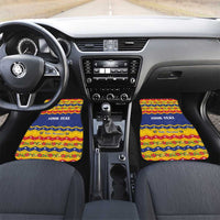 Christmas car floor mats set with zigzag Feliz Navidad design and YOUR TEXT in front