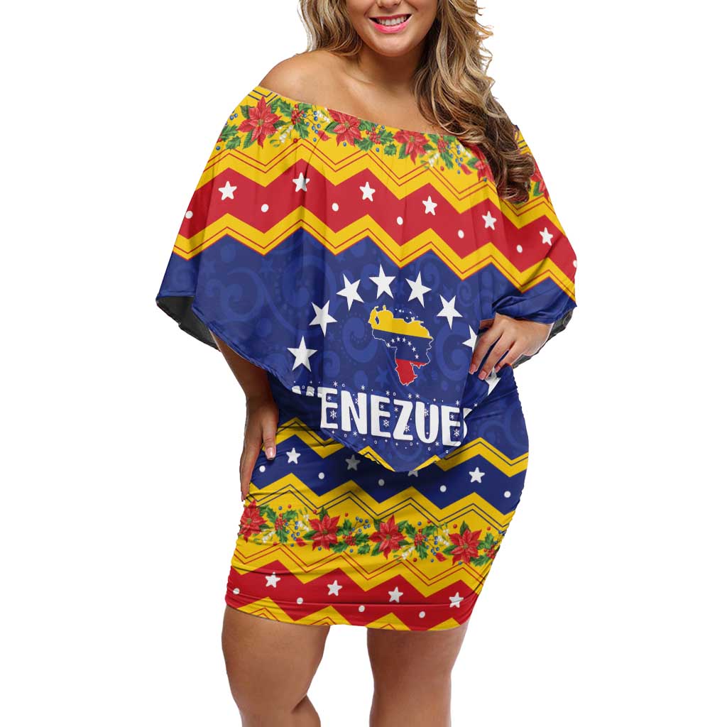 Personalized Venezuela Christmas Off Shoulder Short Dress Feliz Navidad - Wonder Print Shop