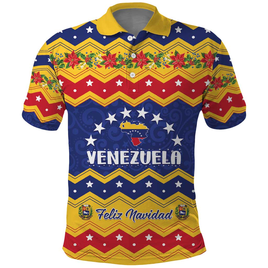 Personalized Venezuela Christmas Polo Shirt Feliz Navidad