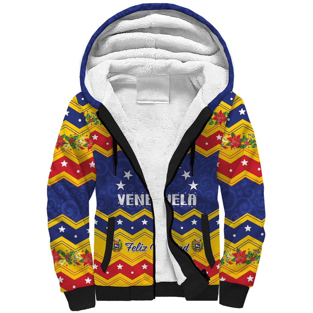 Personalized Venezuela Christmas Sherpa Hoodie Feliz Navidad - Wonder Print Shop