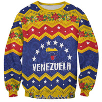 Unisex yellow-trim Christmas sweatshirt with Venezuela graphic and Feliz Navidad