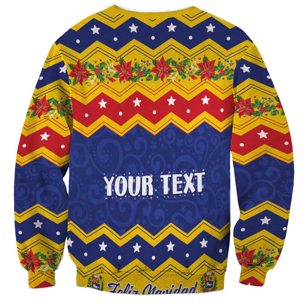 Unisex yellow-trim Christmas sweatshirt with custom text and Feliz Navidad