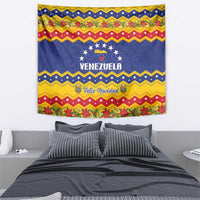Christmas tapestry featuring "VENEZUELA" crest and "Feliz Navidad" ribbon in center