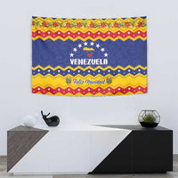 Christmas tapestry with "VENEZUELA" star wreath, "Feliz Navidad" and zigzag border