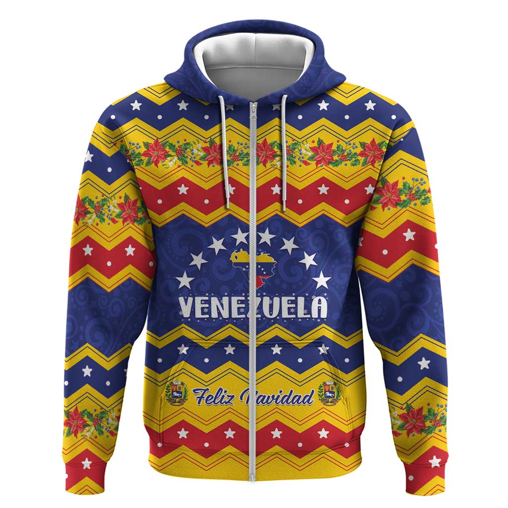 Personalized Venezuela Christmas Zip Hoodie Feliz Navidad - Wonder Print Shop