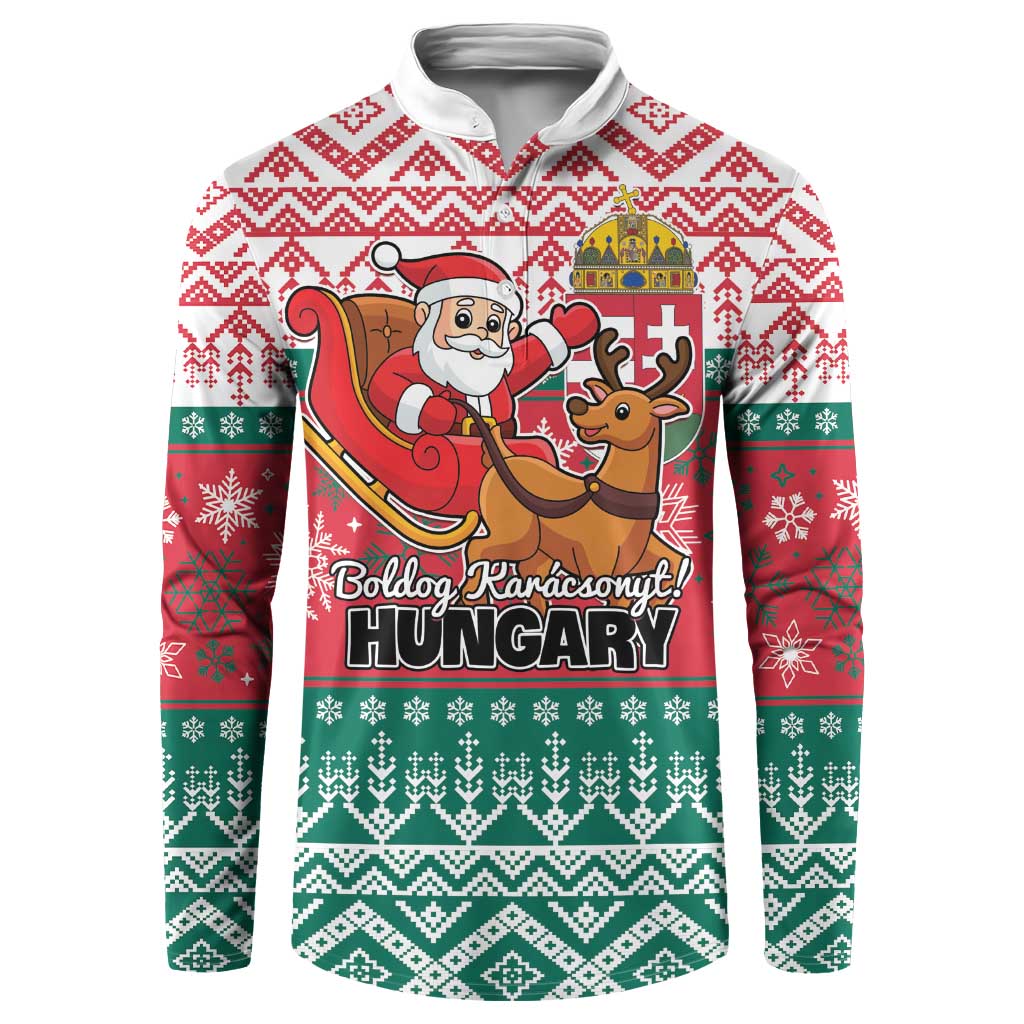 Personalized Hungary Christmas Button Sweatshirt Magyarorszag Boldog Karacsonyt - Wonder Print Shop