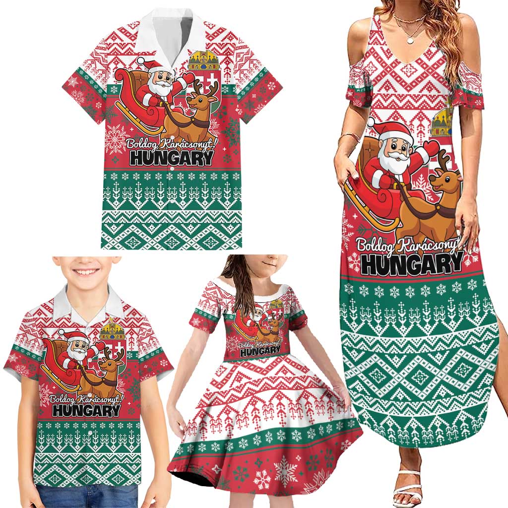 Personalized Hungary Christmas Family Matching Summer Maxi Dress and Hawaiian Shirt Magyarorszag Boldog Karacsonyt - Wonder Print Shop