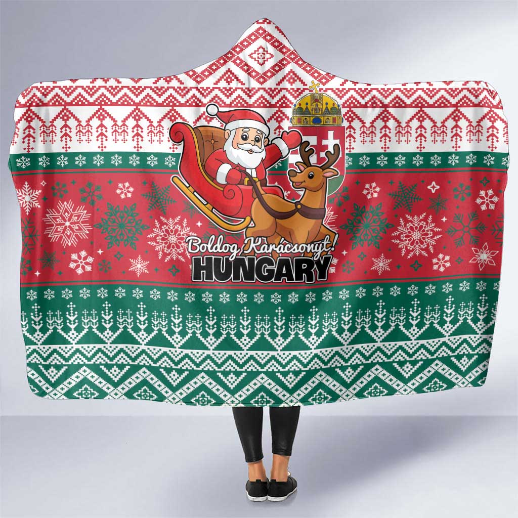 Hungary Christmas Hooded Blanket Magyarorszag Boldog Karacsonyt