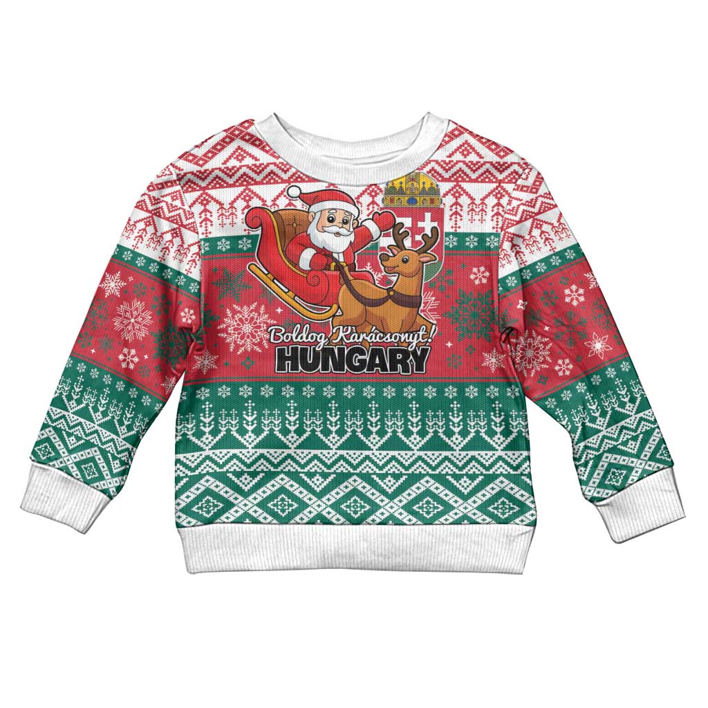 Hungary Christmas Kid Ugly Christmas Sweater Magyarorszag Boldog Karacsonyt - Wonder Print Shop