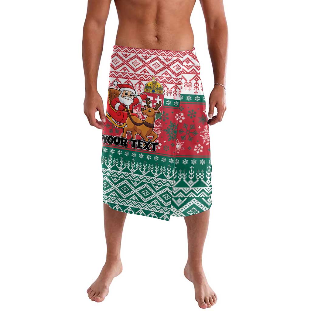 Personalized Christmas lavalava with Santa and reindeer, red green white festive print