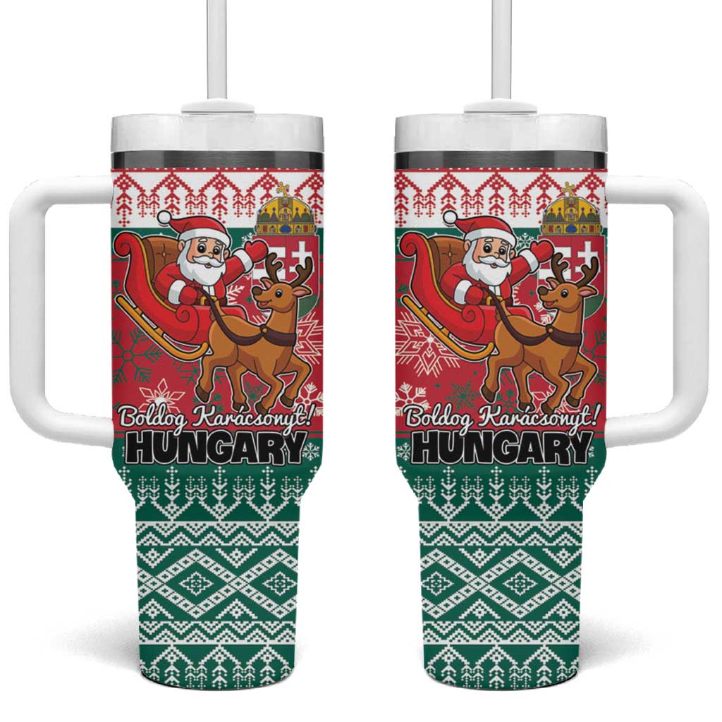 Hungary Christmas Tumbler With Handle Magyarorszag Boldog Karacsonyt - Wonder Print Shop