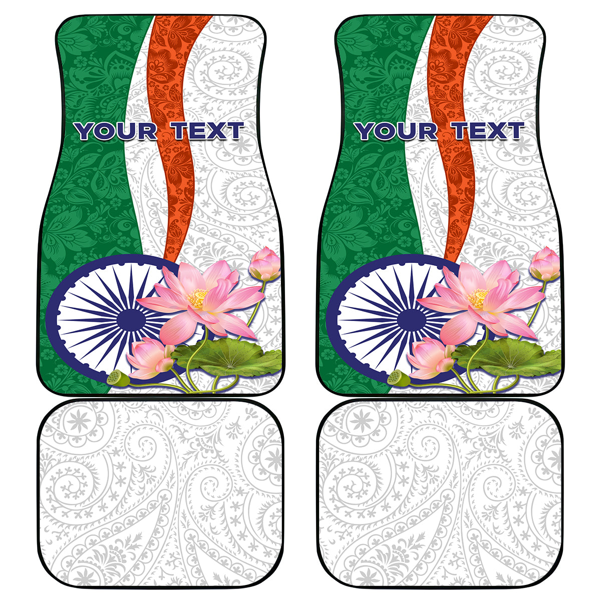 India Republic Day Car Mats Lotus Floral Paisley Pattern - Wonder Print Shop