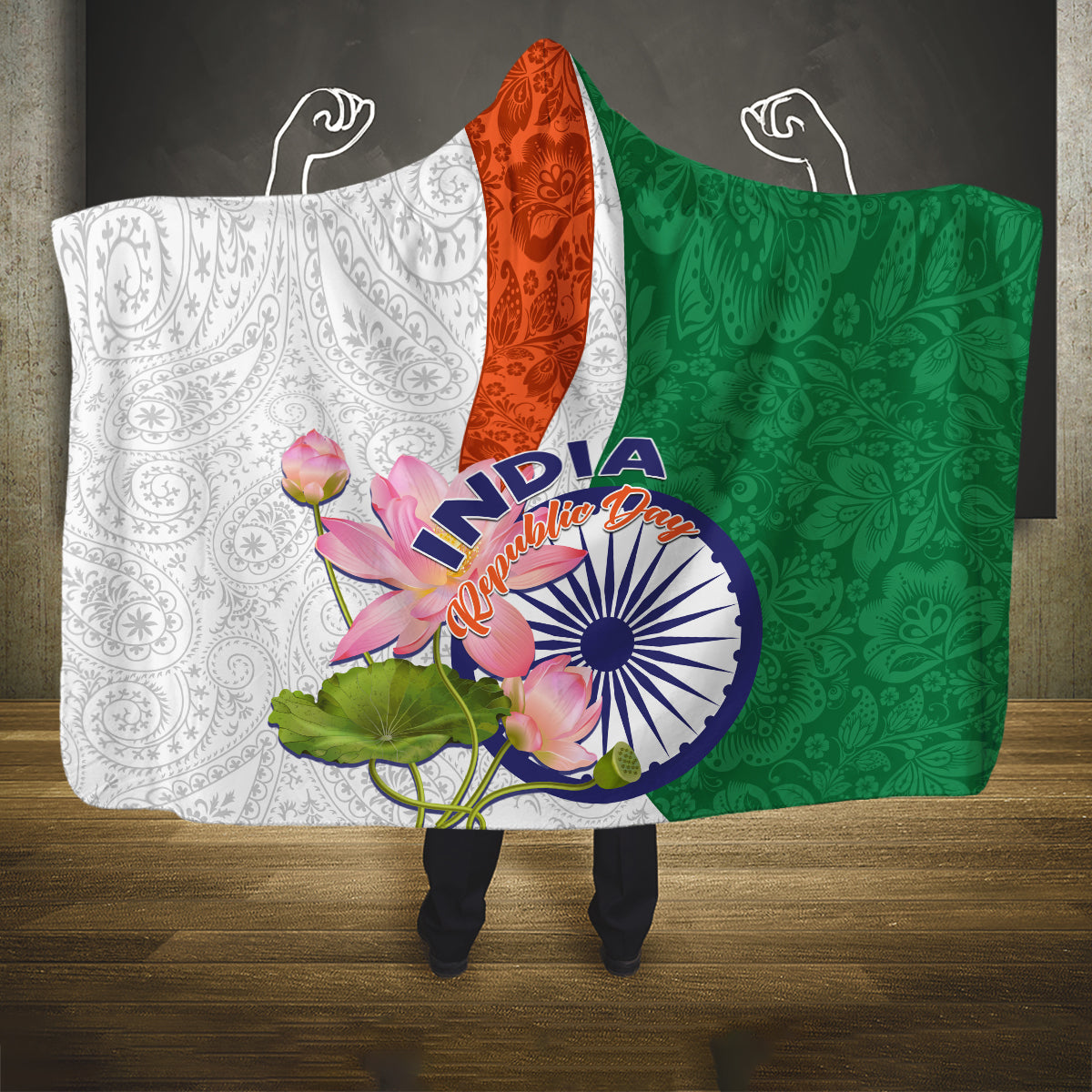 india-republic-day-hooded-blanket-lotus-floral-paisley-pattern