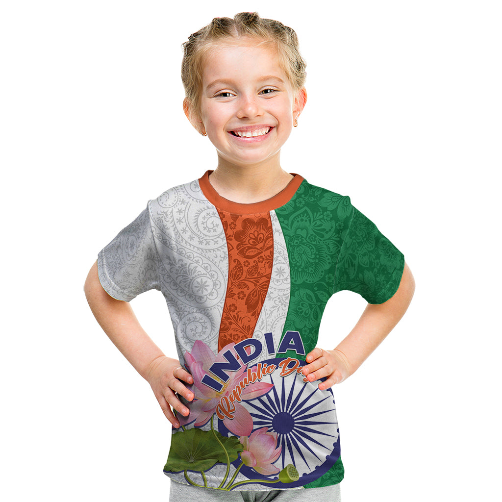 India Republic Day Kid T Shirt Lotus Floral Paisley Pattern - Wonder Print Shop