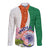 India Republic Day Long Sleeve Button Shirt Lotus Floral Paisley Pattern - Wonder Print Shop