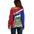 Gambia Independence Day Off Shoulder Sweater Coat Of Arms African Pattern - Wonder Print Shop