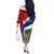 Gambia Independence Day Off The Shoulder Long Sleeve Dress Coat Of Arms African Pattern - Wonder Print Shop