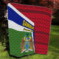 Gambia Independence Day quilt showing centered coat of arms and 'Gambia' text