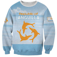 Light blue crewneck sweatshirt with Republic of Anguilla graphic and dolphin illustration