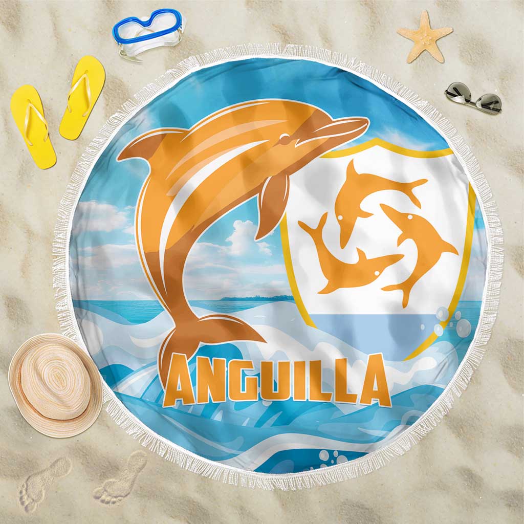 Anguilla Beach Blanket Three Orange Gold Natural Dolphins - Wonder Print Shop