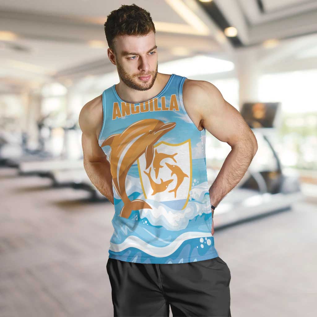 Personalized Anguilla Men Tank Top Three Orange Gold Natural Dolphins