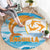 Anguilla Round Carpet Three Orange Gold Natural Dolphins - Wonder Print Shop