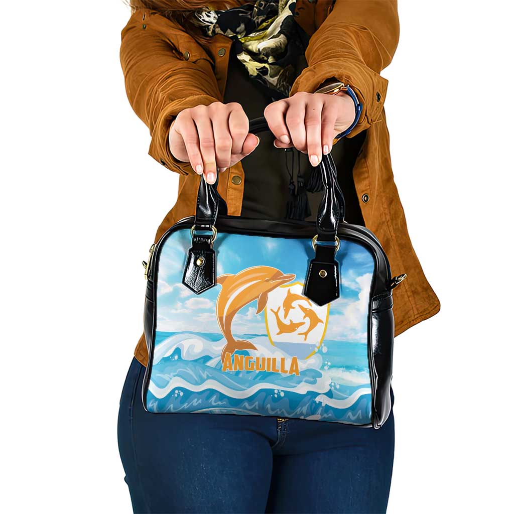 Anguilla Shoulder Handbag Three Orange Gold Natural Dolphins - Wonder Print Shop