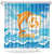 Anguilla Shower Curtain Three Orange Gold Natural Dolphins - Wonder Print Shop