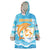 Personalized Anguilla Wearable Blanket Hoodie Three Orange Gold Natural Dolphins