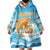 Personalized Anguilla Wearable Blanket Hoodie Three Orange Gold Natural Dolphins