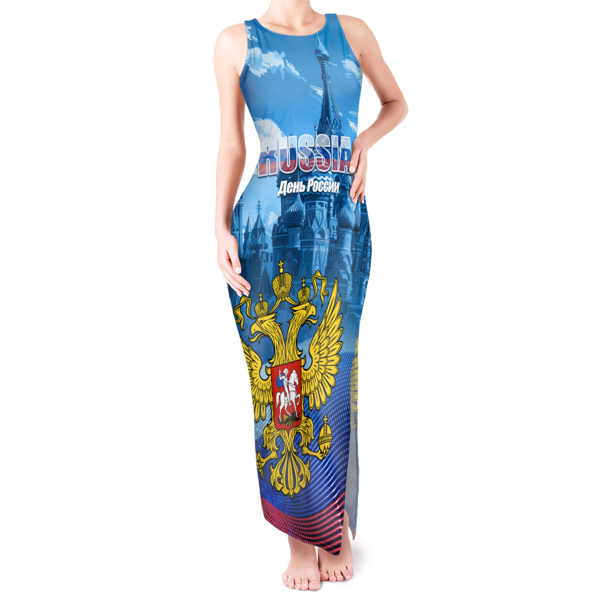 Russia Day 2024 Tank Maxi Dress Coat Of Arms With Red Square - Wonder Print Shop