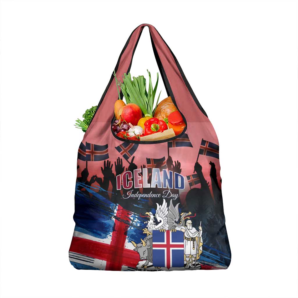 Iceland Independence Day 2024 Grocery Bag Coat Of Arms Happy 80th Anniversary