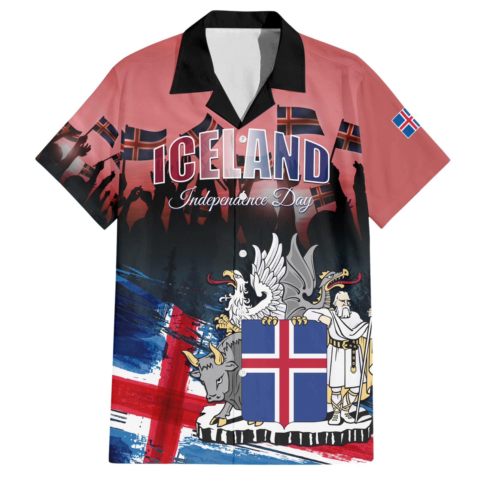 Iceland Independence Day 2024 Hawaiian Shirt Coat Of Arms Happy 80th Anniversary - Wonder Print Shop