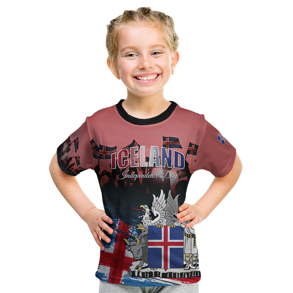 Iceland Independence Day 2024 Kid T Shirt Coat Of Arms Happy 80th Anniversary - Wonder Print Shop