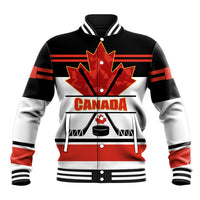Unisex baseball jacket, black/red/white Canada crest, snap buttons