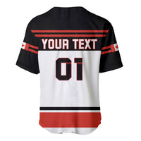Canada hockey baseball jersey back, black with "YOUR TEXT" and 01, button front