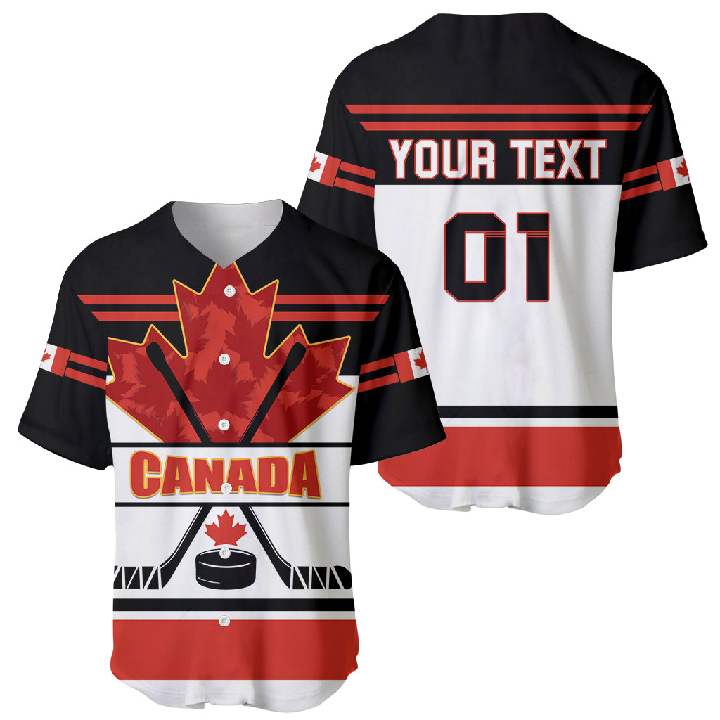 Canada hockey baseball jersey set, front maple leaf CANADA and back "YOUR TEXT" 01
