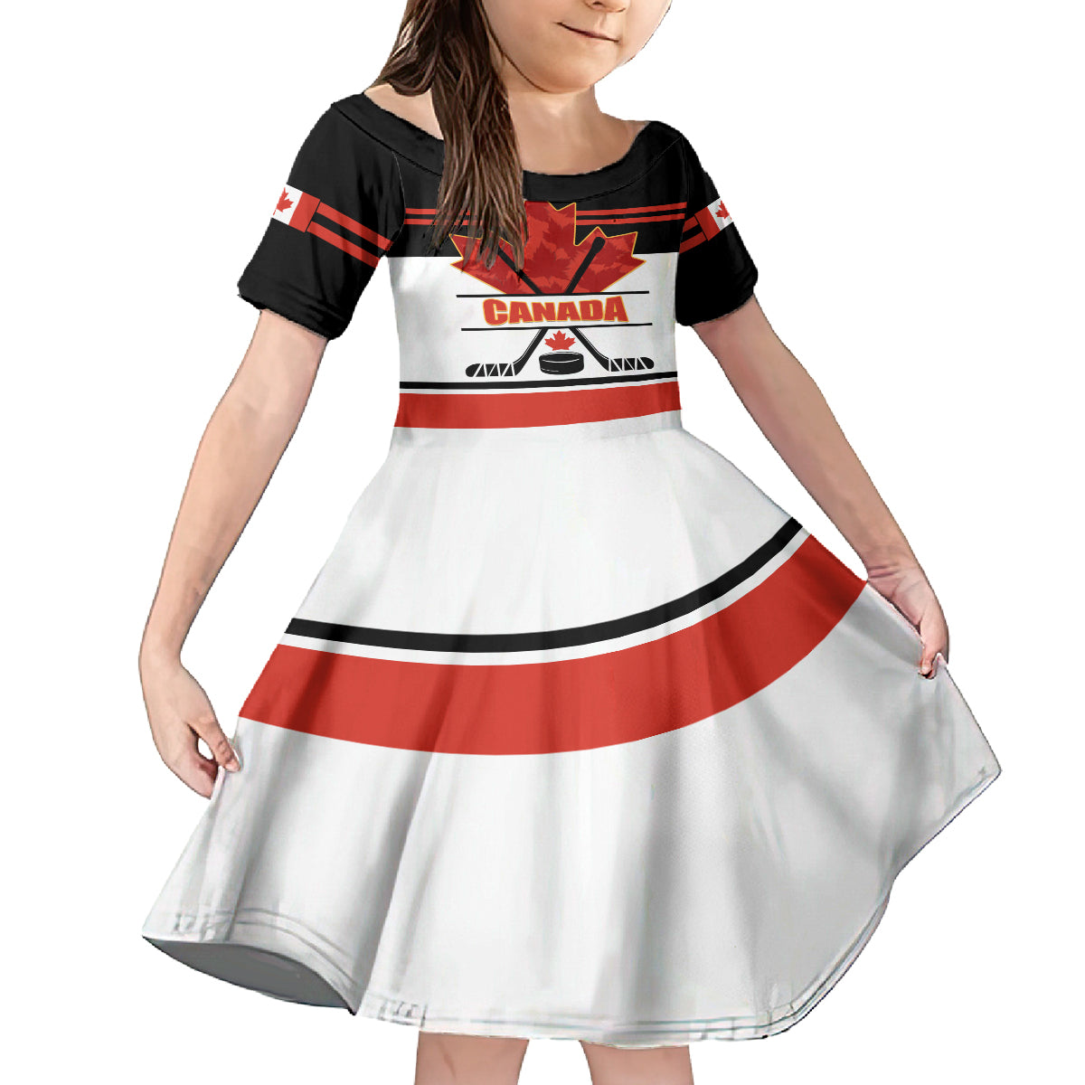 Canada Hockey 2024 Kid Short Sleeve Dress Hockey is Canada Game - Wonder Print Shop